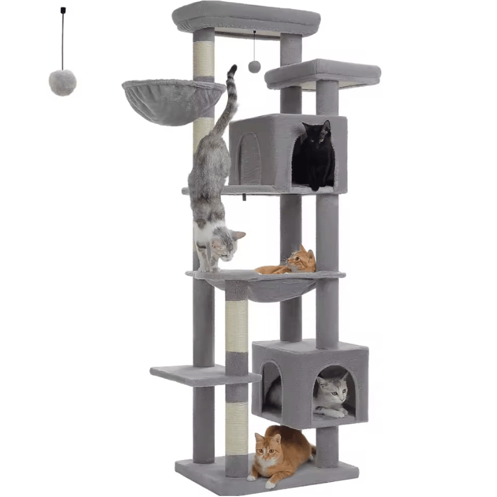 Tall Cat Tree Large MultiLevel Plush Cat Tower With Scratching Posts And Perches 14