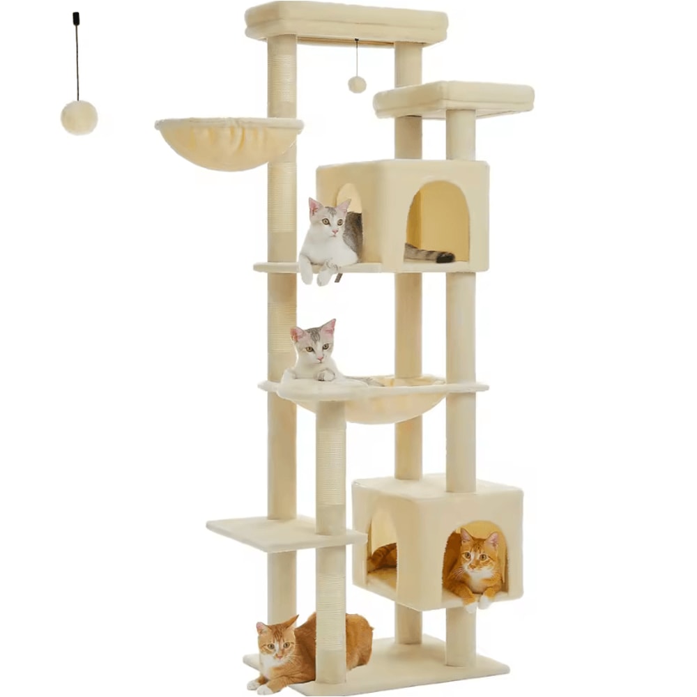 Tall Cat Tree Large MultiLevel Plush Cat Tower With Scratching Posts And Perches 15