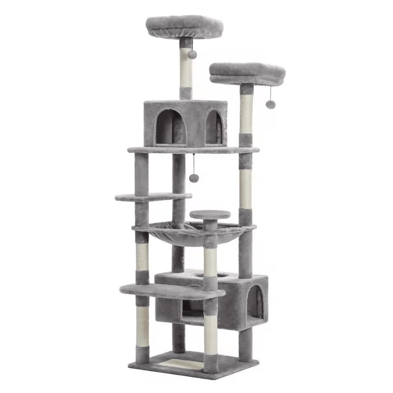 Tall Cat Tree Large MultiLevel Plush Cat Tower With Scratching Posts And Perches 17