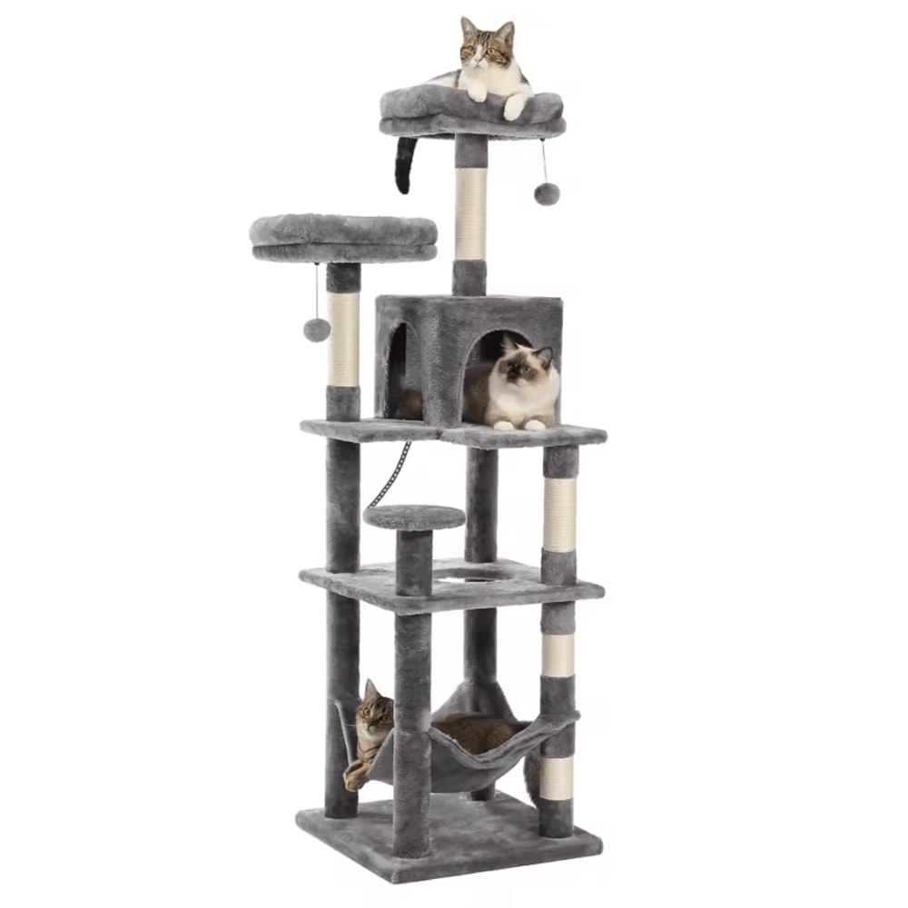 Tall Cat Tree Large MultiLevel Plush Cat Tower With Scratching Posts And Perches 18