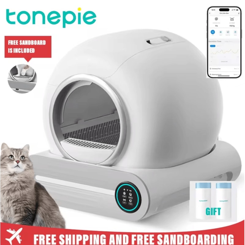 Tonepie 65L Automatic Cat Litter Box Smart SelfCleaning And Fully Enclosed Pet Toilet 6