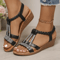Womens Wedge Sandals Summer Bohemia Rhinestones Casual Platform Beach Shoes Sizes 3443 2