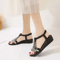 Womens Wedge Sandals Summer Bohemia Rhinestones Casual Platform Beach Shoes Sizes 3443 9