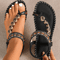 Bohemian Sandals For Women Summer 2025 Low Heel Beach Flip Flops Casual Shoes 1