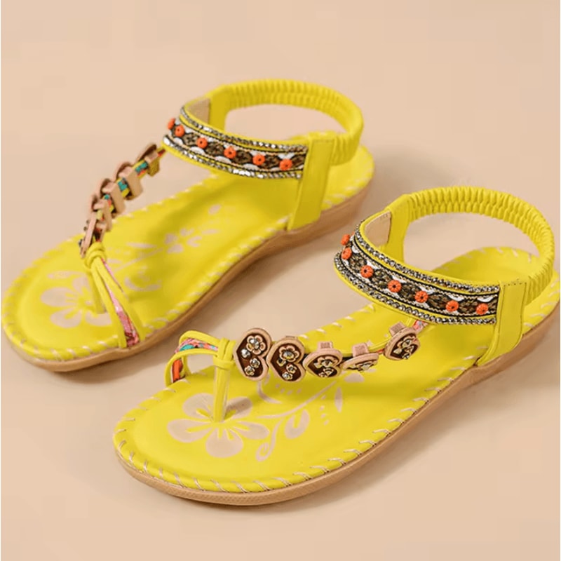 Bohemian Sandals For Women Summer 2025 Low Heel Beach Flip Flops Casual Shoes 6