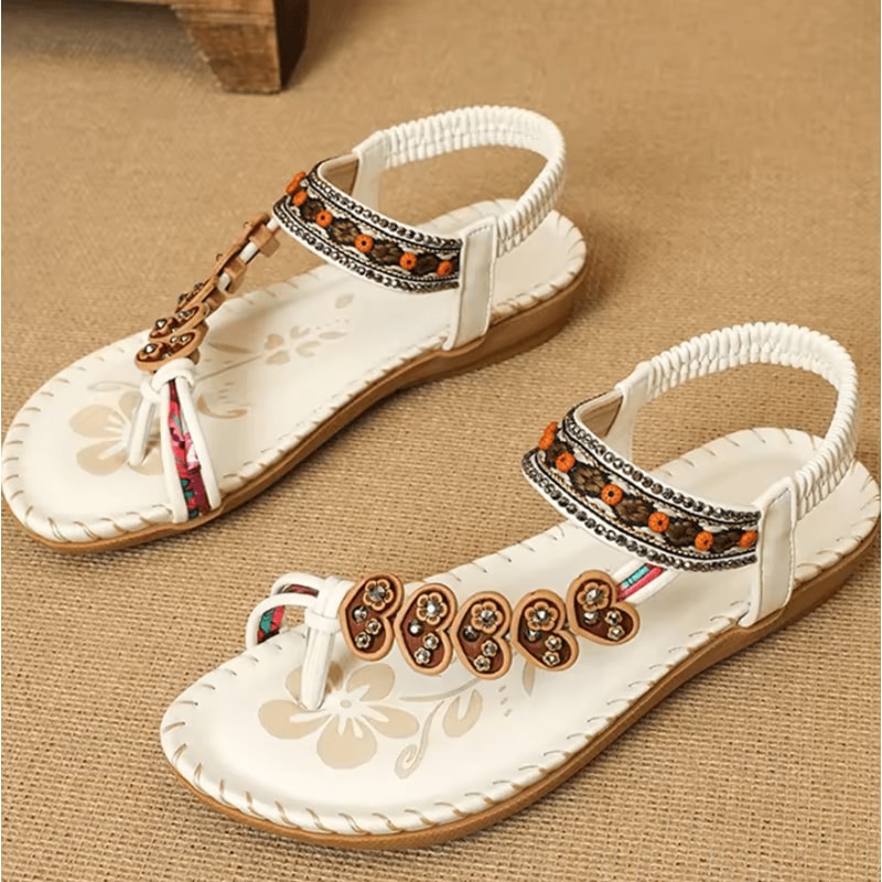 Bohemian Sandals For Women Summer 2025 Low Heel Beach Flip Flops Casual Shoes 7