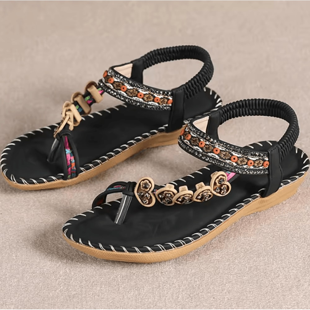 Bohemian Sandals For Women Summer 2025 Low Heel Beach Flip Flops Casual Shoes 8