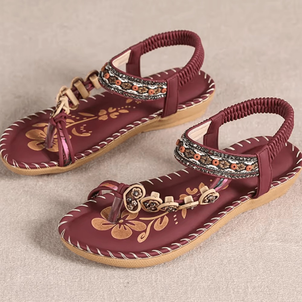 Bohemian Sandals For Women Summer 2025 Low Heel Beach Flip Flops Casual Shoes 11