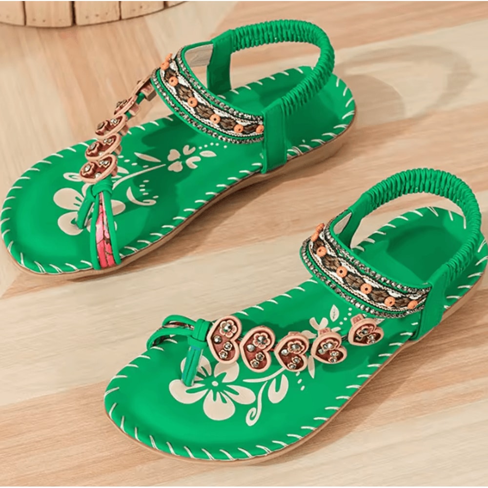 Bohemian Sandals For Women Summer 2025 Low Heel Beach Flip Flops Casual Shoes 13