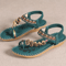 Bohemian Sandals For Women Summer 2025 Low Heel Beach Flip Flops Casual Shoes 14