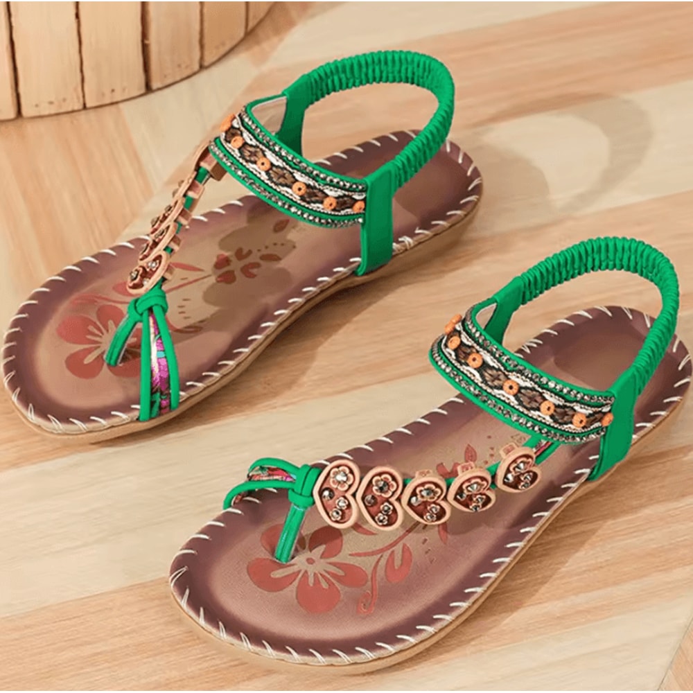 Bohemian Sandals For Women Summer 2025 Low Heel Beach Flip Flops Casual Shoes 15