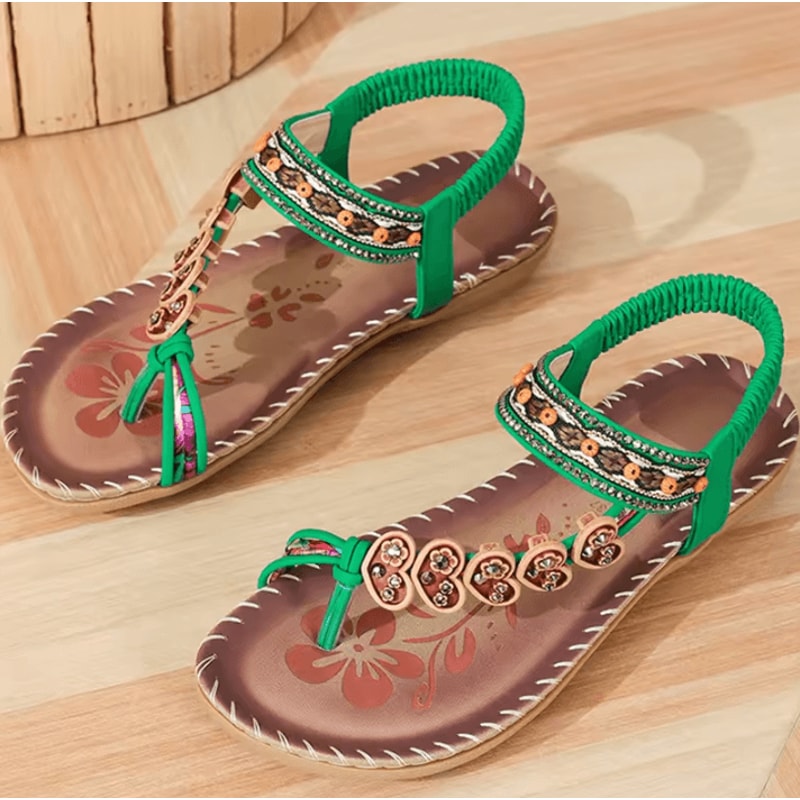 Bohemian Sandals For Women Summer 2025 Low Heel Beach Flip Flops Casual Shoes 15