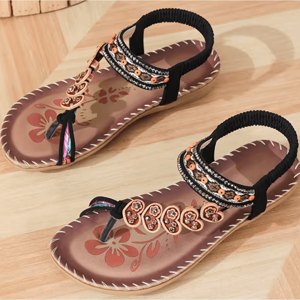 Bohemian Sandals For Women Summer 2025 Low Heel Beach Flip Flops Casual Shoes 16