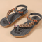 Bohemian Sandals For Women Summer 2025 Low Heel Beach Flip Flops Casual Shoes 19