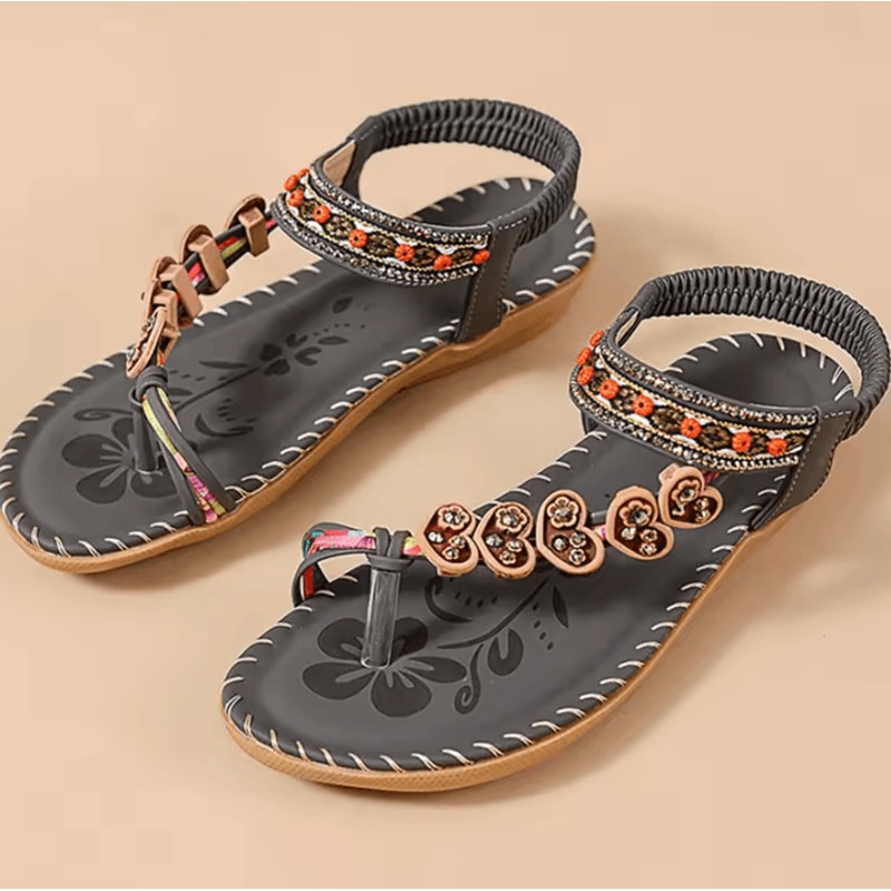 Bohemian Sandals For Women Summer 2025 Low Heel Beach Flip Flops Casual Shoes 19