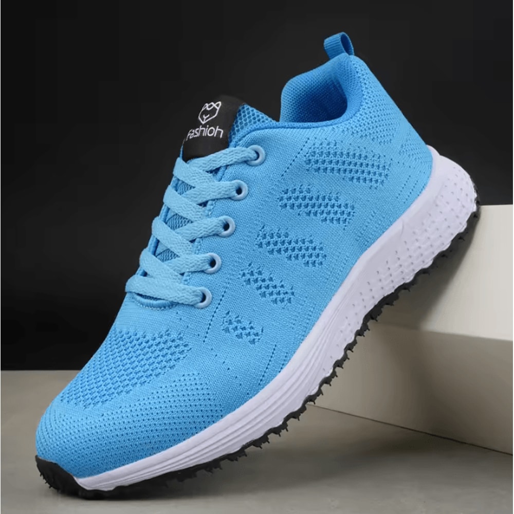 Womens Breathable Knit Sneakers Lightweight Casual LaceUp Outdoor Walking Shoes 1