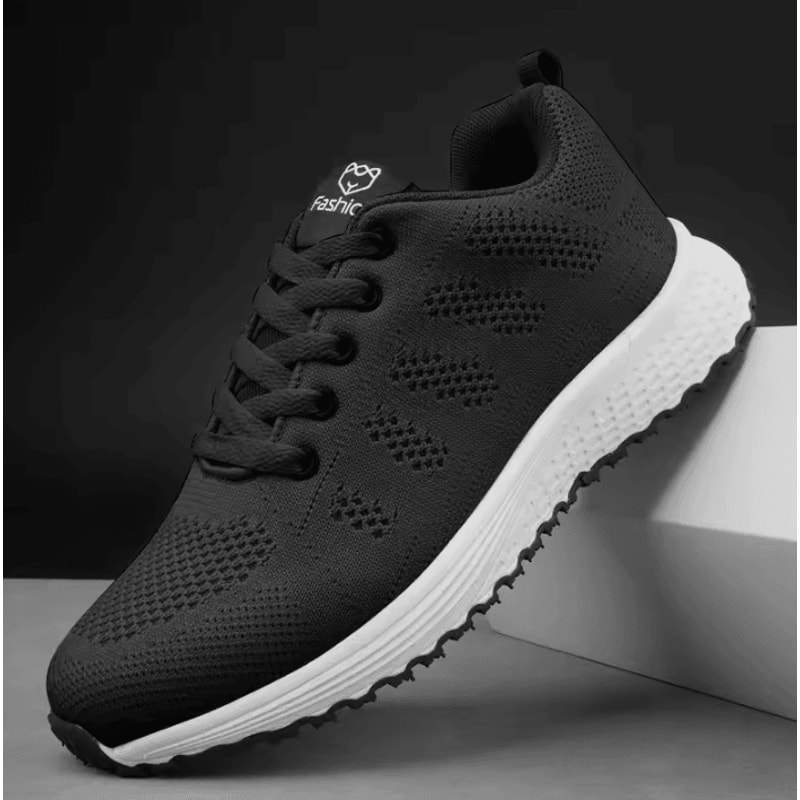 Womens Breathable Knit Sneakers Lightweight Casual LaceUp Outdoor Walking Shoes 2