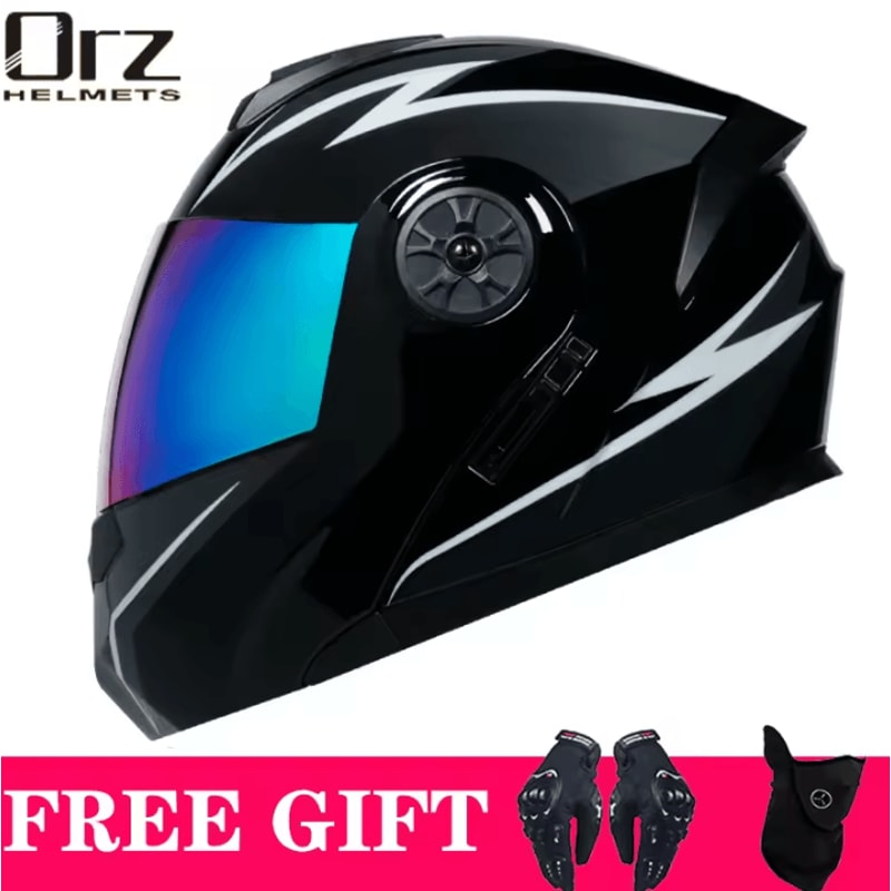 DOT Approved Modular Motorcycle Helmet Flip Up Dual Lens Racing Helmet With Inner Visor 4