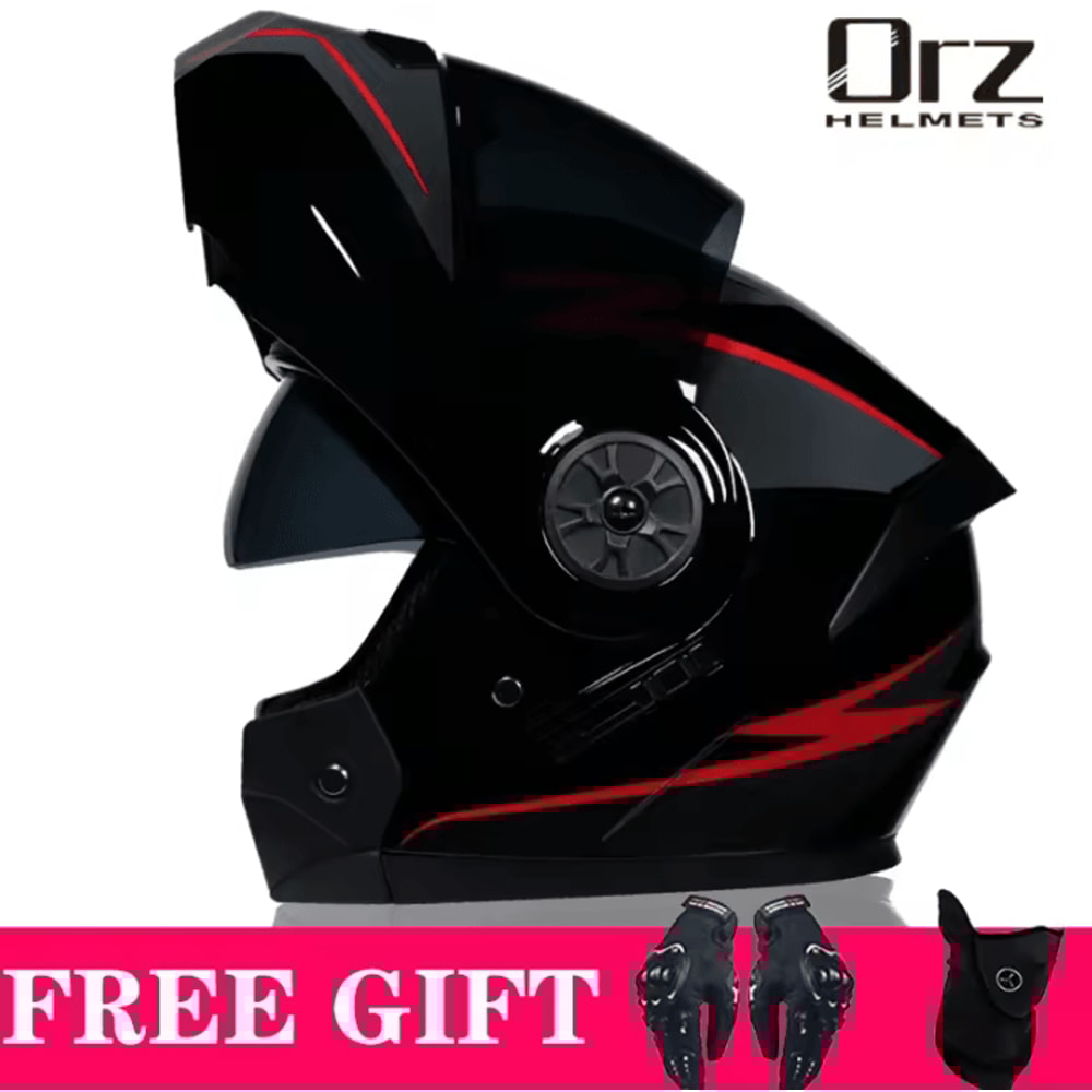 DOT Approved Modular Motorcycle Helmet Flip Up Dual Lens Racing Helmet With Inner Visor 5