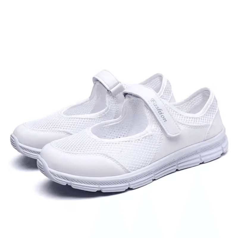 Womens Breathable Mesh Sneakers White Vulcanized Casual Walking And Work Shoes 9