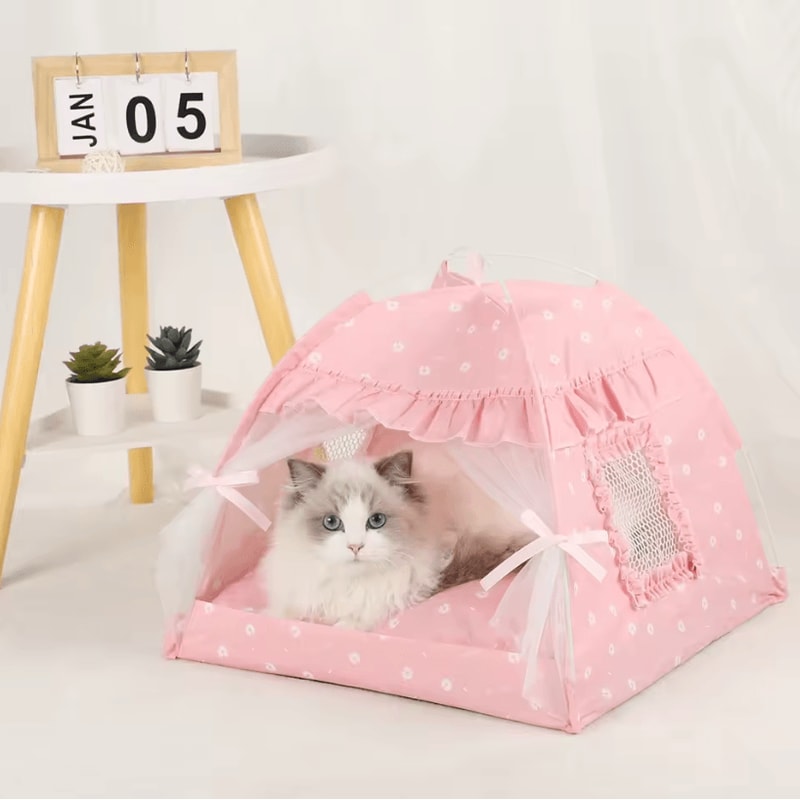 Pet Tent Bed Cozy Cat House With Cushioned Furniture For Indoor Pets 10