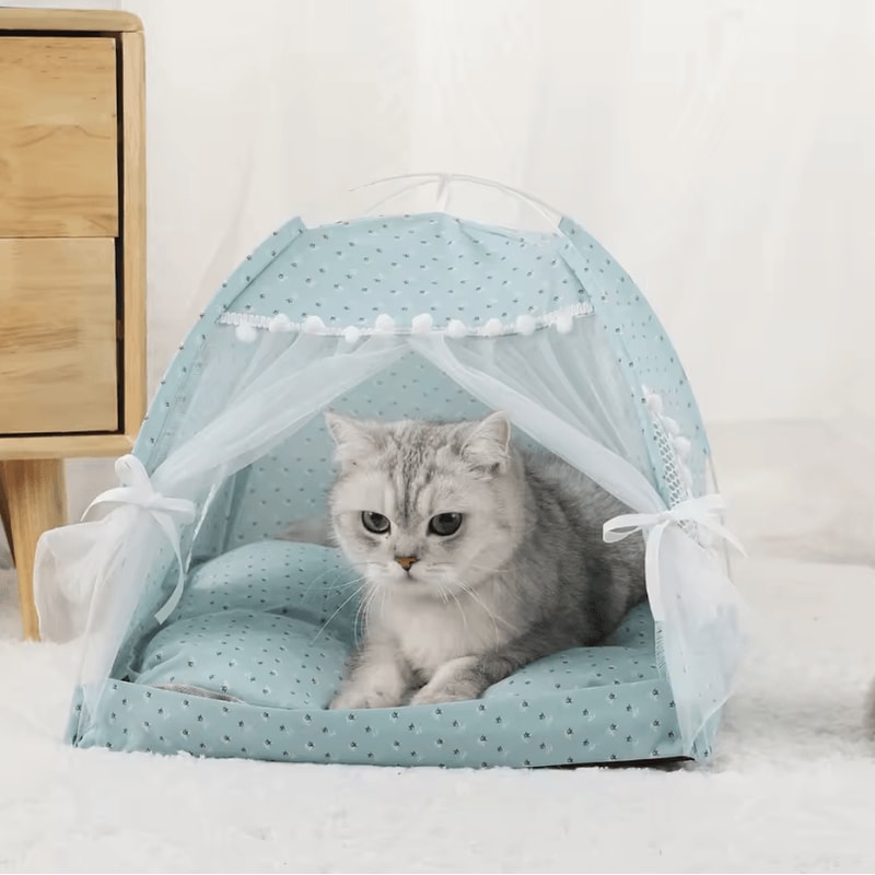 Pet Tent Bed Cozy Cat House With Cushioned Furniture For Indoor Pets 13