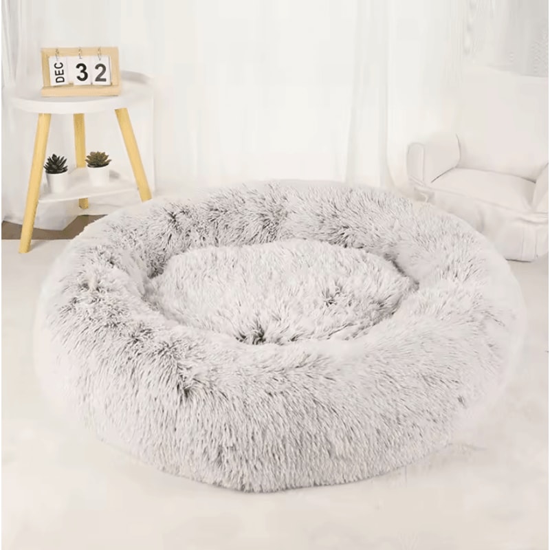 Large Dog Donut Bed Plush Round Basket Bed For Dogs And Small Pets 6
