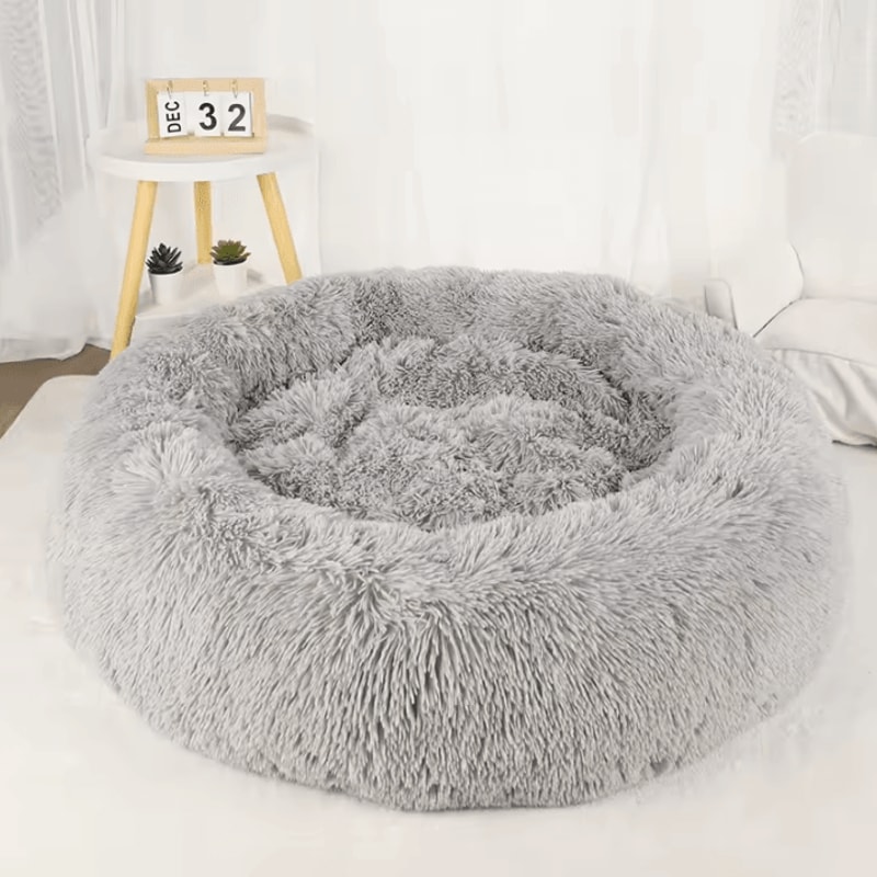 Large Dog Donut Bed Plush Round Basket Bed For Dogs And Small Pets 7