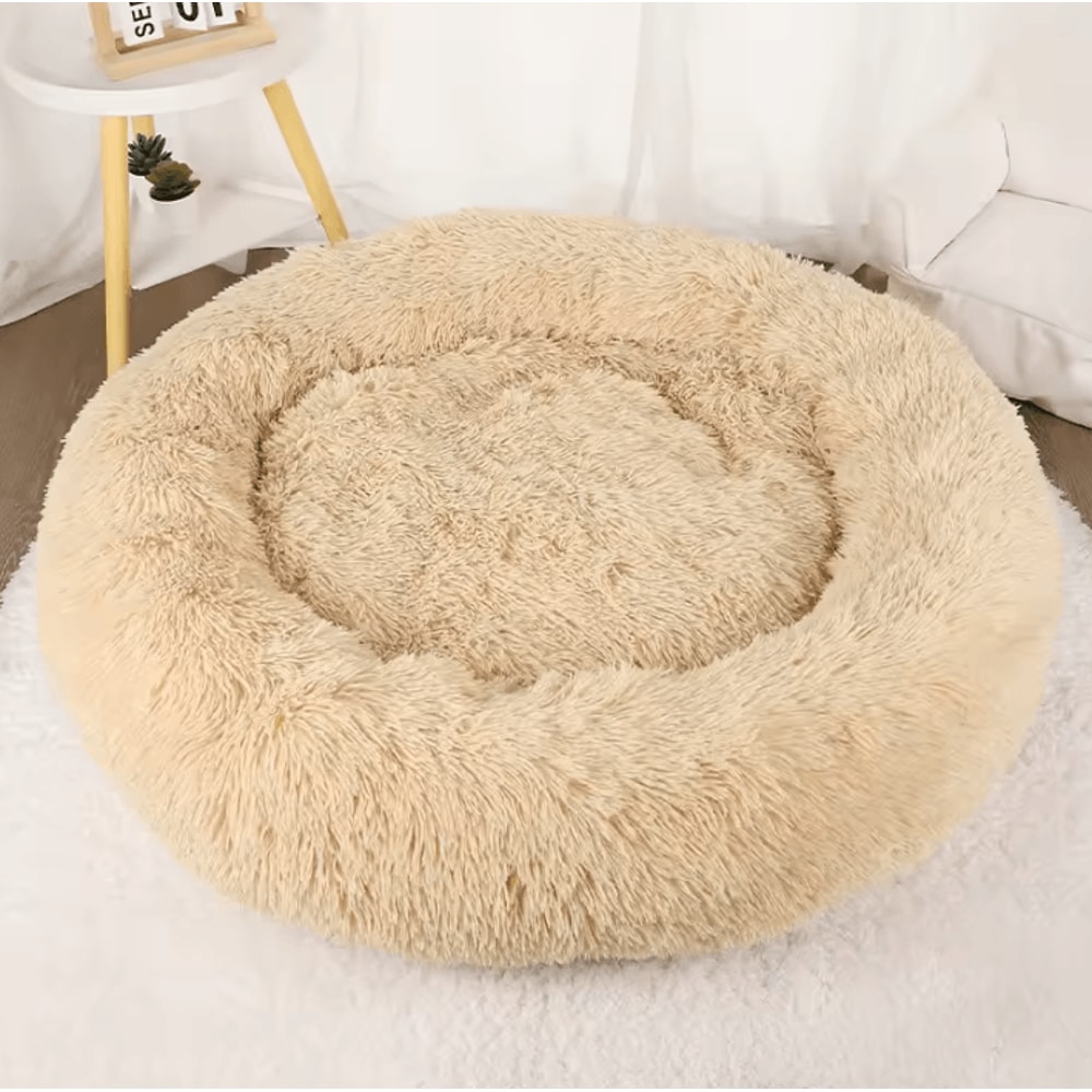 Large Dog Donut Bed Plush Round Basket Bed For Dogs And Small Pets 9