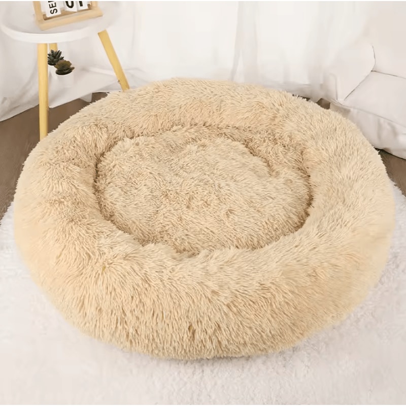 Large Dog Donut Bed Plush Round Basket Bed For Dogs And Small Pets 9