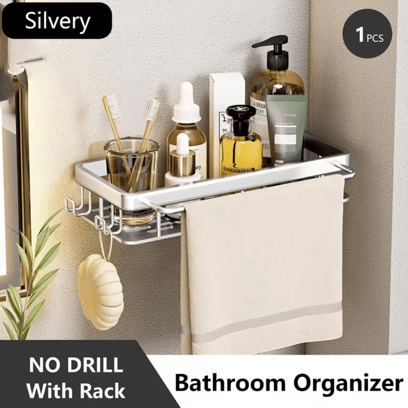 Stainless Steel Shower Rack Anti Rust Bathroom Storage Shelf With Strong Suction Cups 11