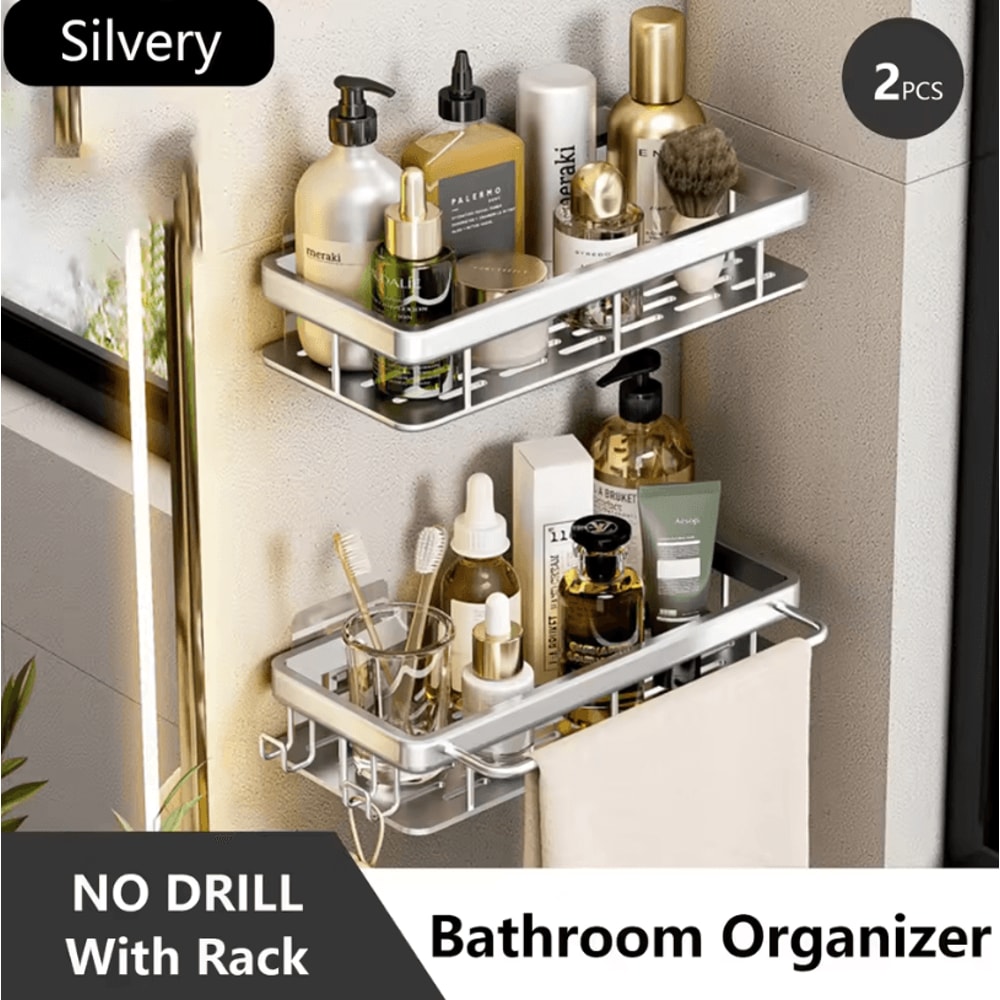 Stainless Steel Shower Rack Anti Rust Bathroom Storage Shelf With Strong Suction Cups 12