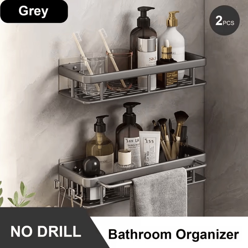 Stainless Steel Shower Rack Anti Rust Bathroom Storage Shelf With Strong Suction Cups 17