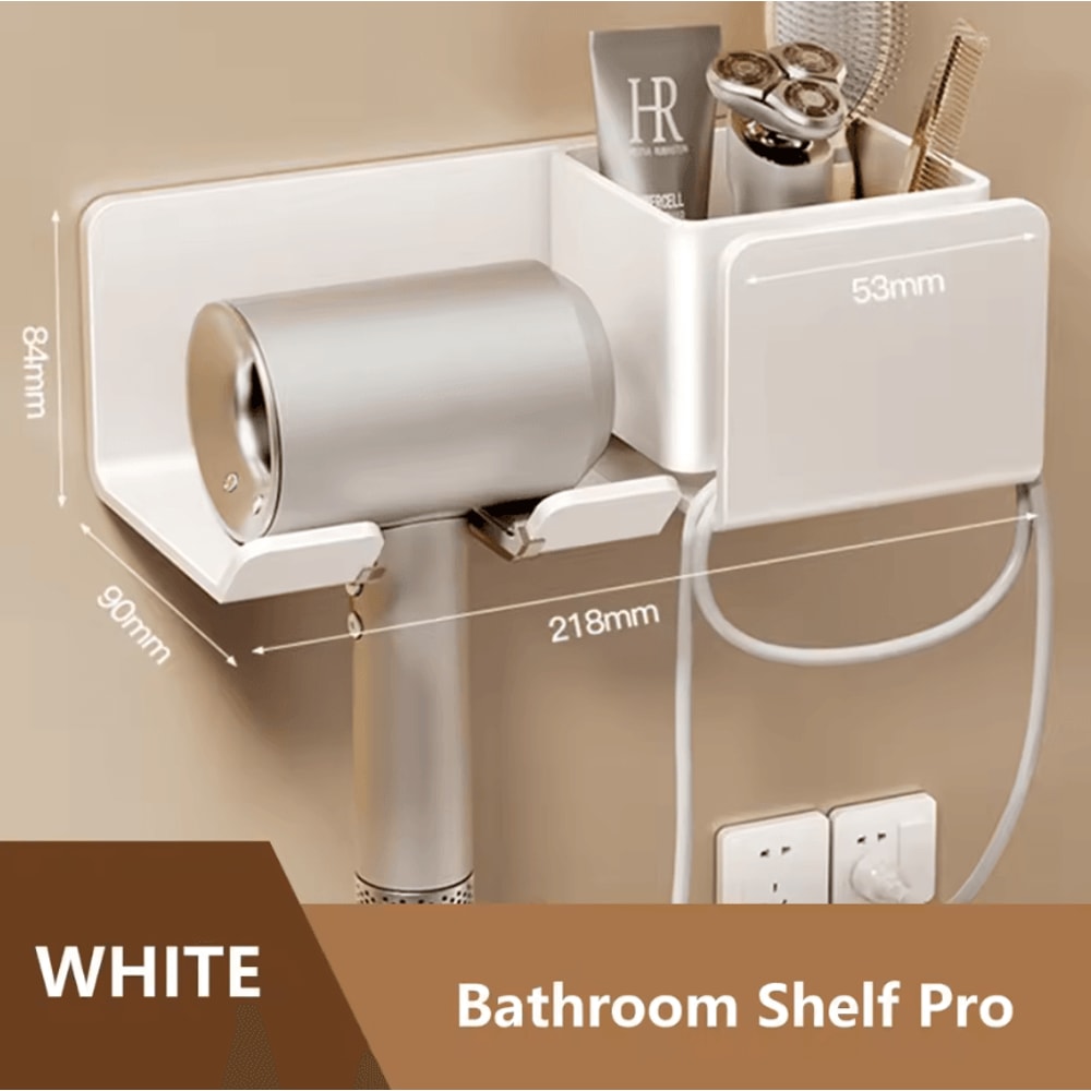 Hair Dryer Holder Wall Mount Stylish Hair Tool Organizer Shelf For Bathroom And Vanity 11