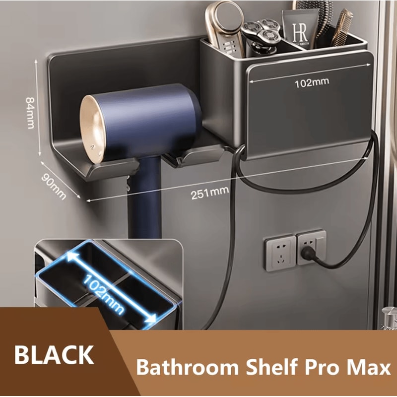 Hair Dryer Holder Wall Mount Stylish Hair Tool Organizer Shelf For Bathroom And Vanity 13