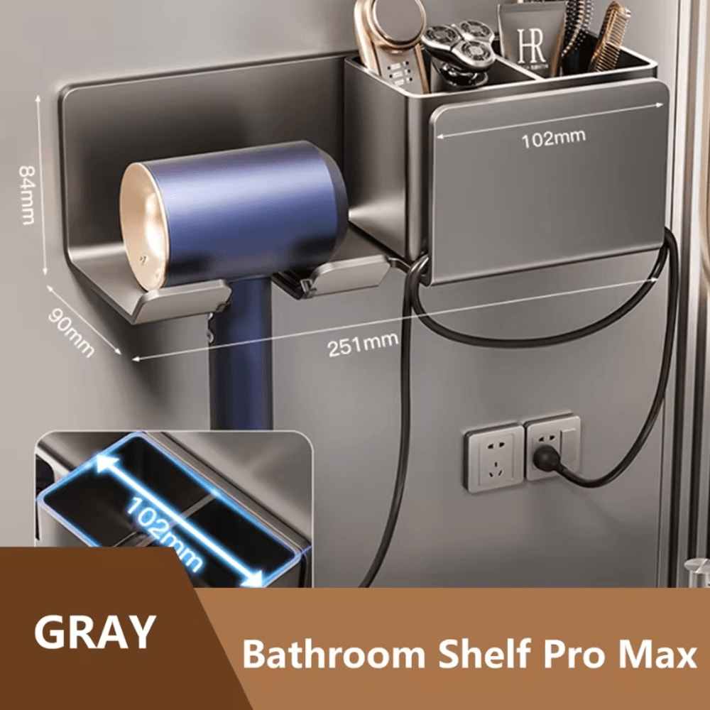 Hair Dryer Holder Wall Mount Stylish Hair Tool Organizer Shelf For Bathroom And Vanity 12