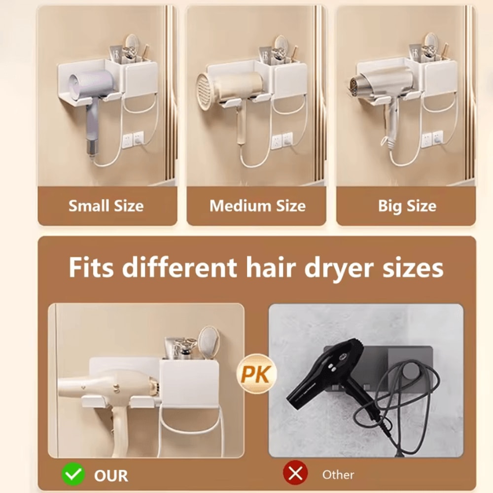 Hair Dryer Holder Wall Mount Stylish Hair Tool Organizer Shelf For Bathroom And Vanity 3
