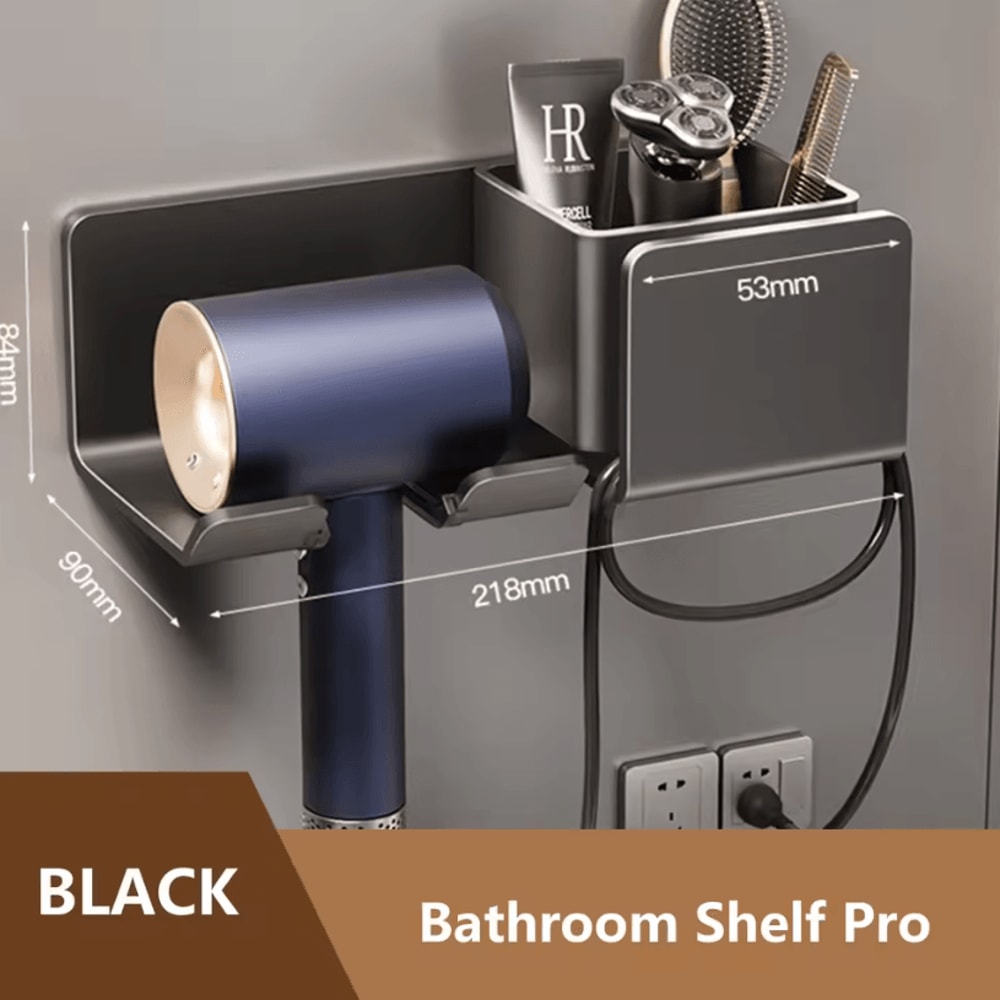 Hair Dryer Holder Wall Mount Stylish Hair Tool Organizer Shelf For Bathroom And Vanity 10