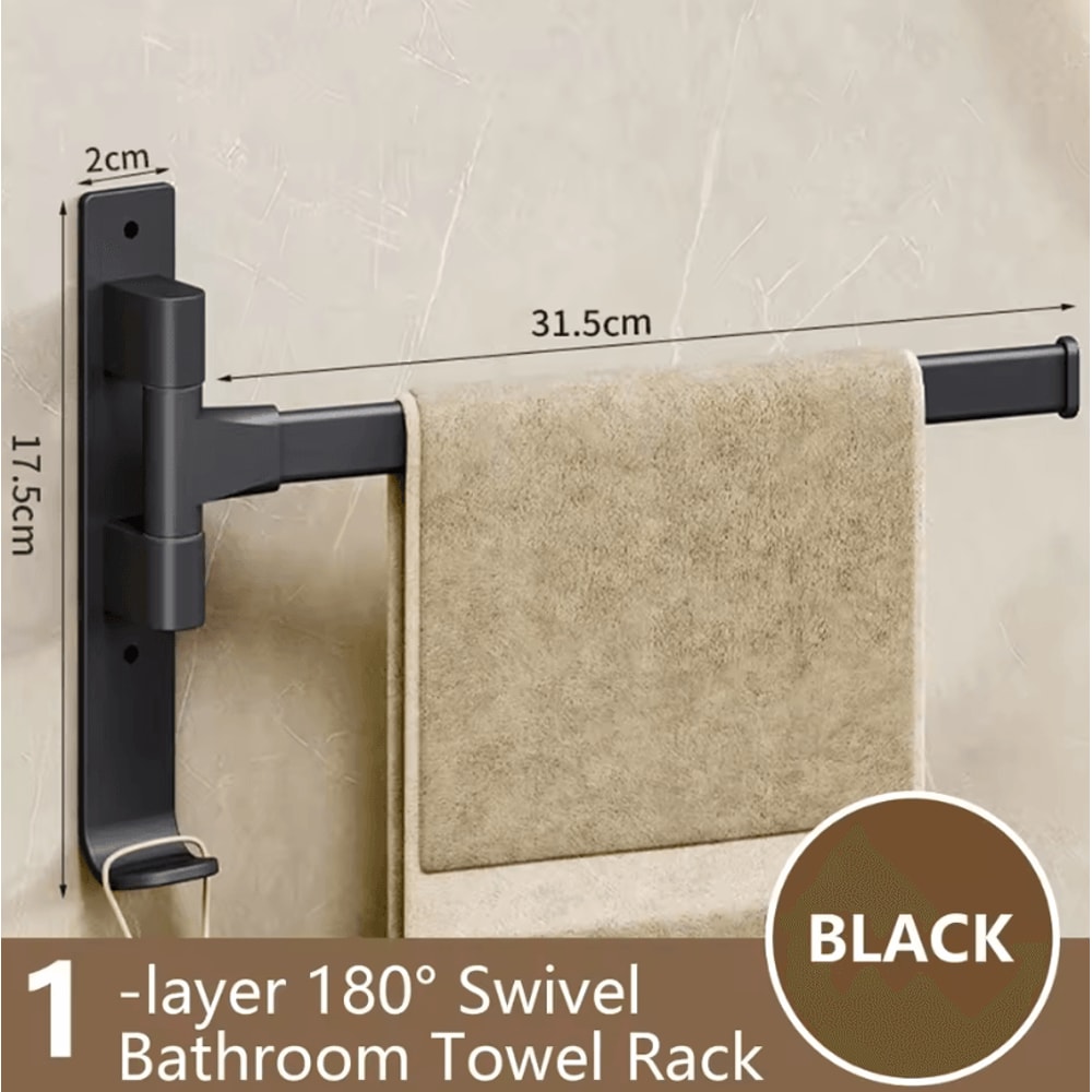 Rotatable Towel Rack Wall Mounted Space Aluminum Towel Holder 1 To 5 Bar Options 10