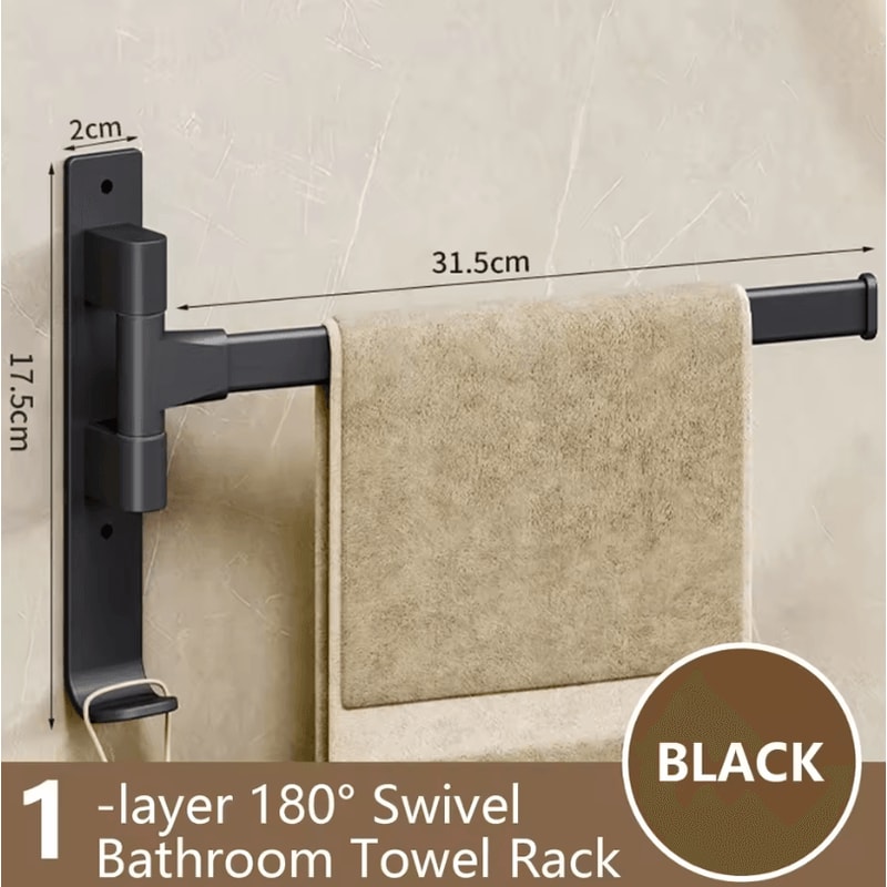 Rotatable Towel Rack Wall Mounted Space Aluminum Towel Holder 1 To 5 Bar Options 10
