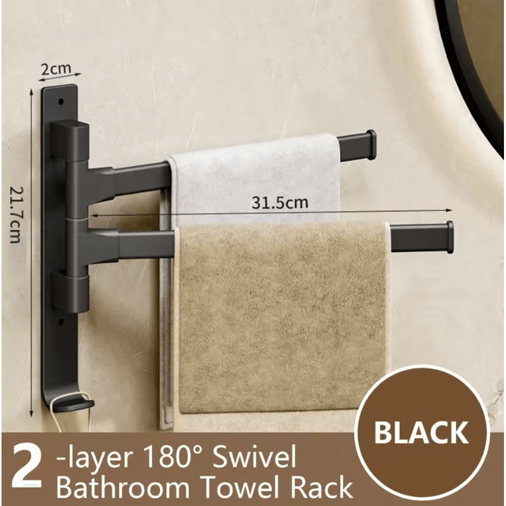 Rotatable Towel Rack Wall Mounted Space Aluminum Towel Holder 1 To 5 Bar Options 11