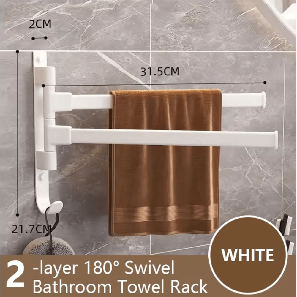 Rotatable Towel Rack Wall Mounted Space Aluminum Towel Holder 1 To 5 Bar Options 16