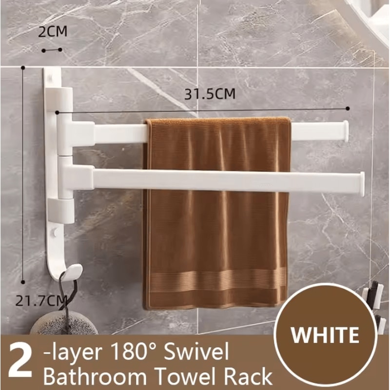 Rotatable Towel Rack Wall Mounted Space Aluminum Towel Holder 1 To 5 Bar Options 16
