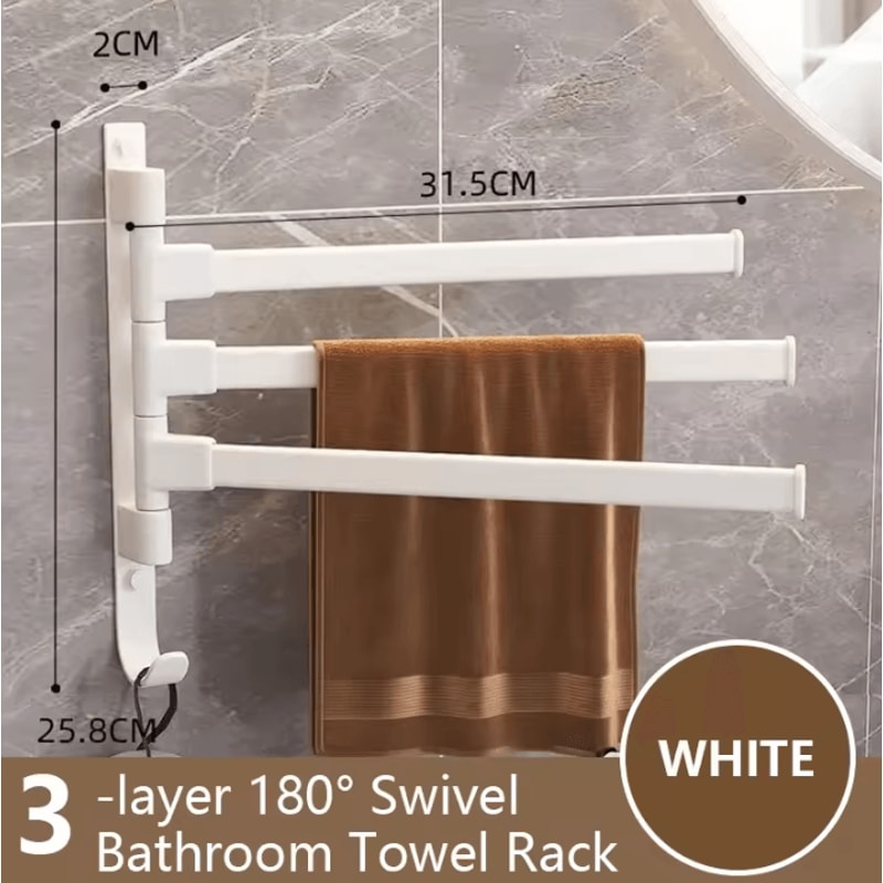 Rotatable Towel Rack Wall Mounted Space Aluminum Towel Holder 1 To 5 Bar Options 17