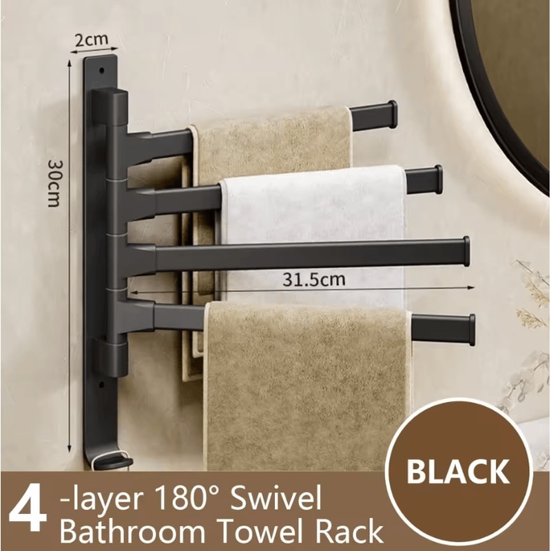 Rotatable Towel Rack Wall Mounted Space Aluminum Towel Holder 1 To 5 Bar Options 13