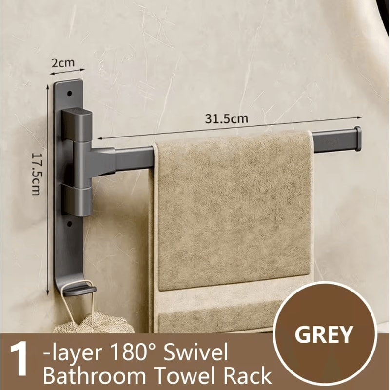 Rotatable Towel Rack Wall Mounted Space Aluminum Towel Holder 1 To 5 Bar Options 5