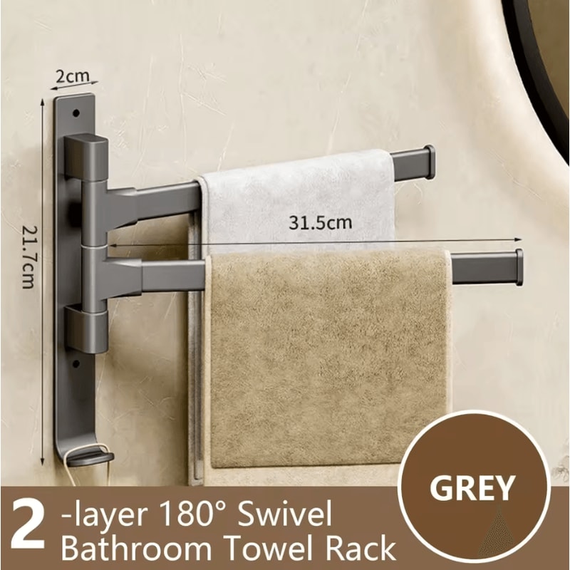 Rotatable Towel Rack Wall Mounted Space Aluminum Towel Holder 1 To 5 Bar Options 6