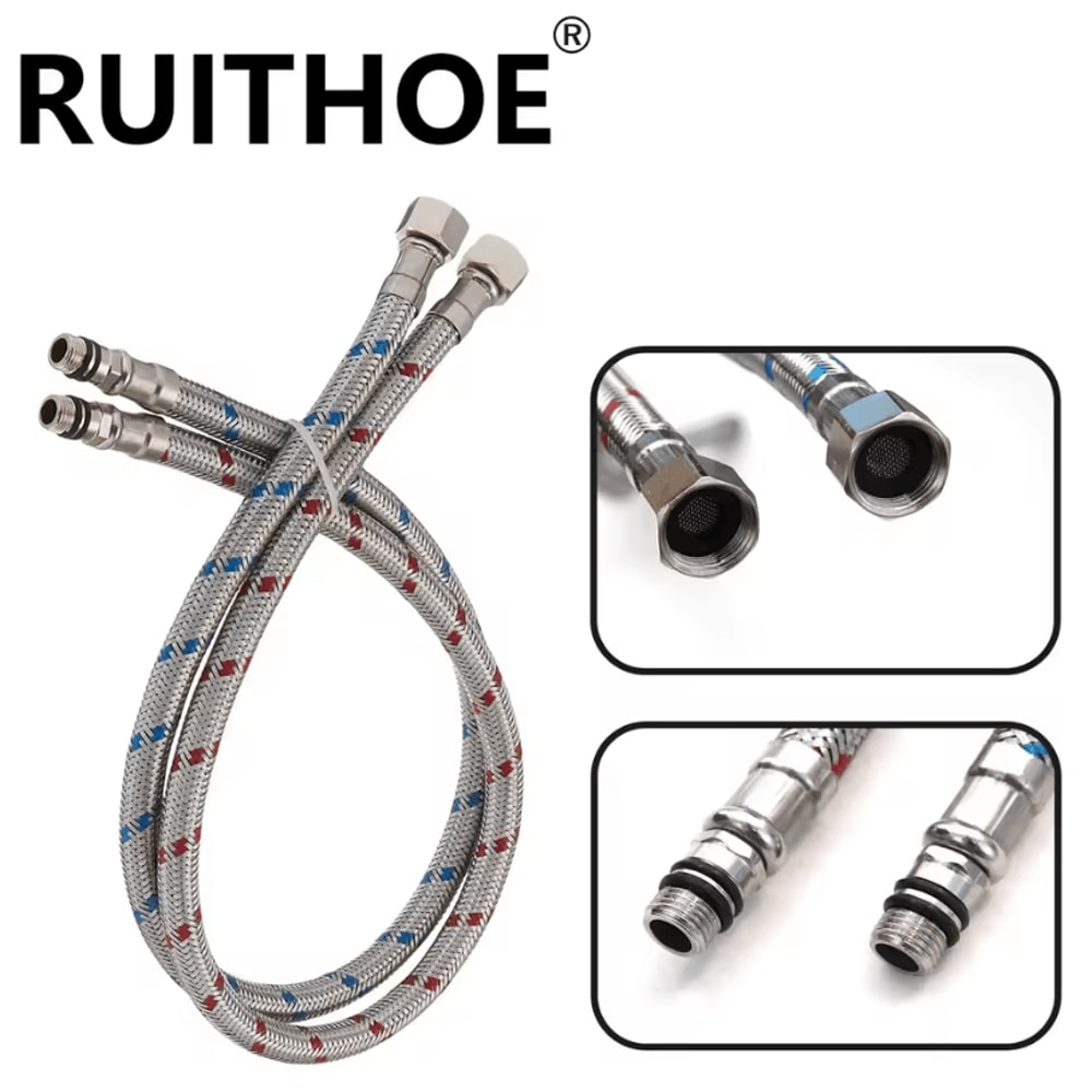 24Inch Stainless Steel Faucet Connector Supply Hose With MultiThread Compression Fittings 0