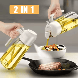 2-in-1 olive oil dispenser bottle – 500ml oil sprayer for cooking, bbq and kitchen use