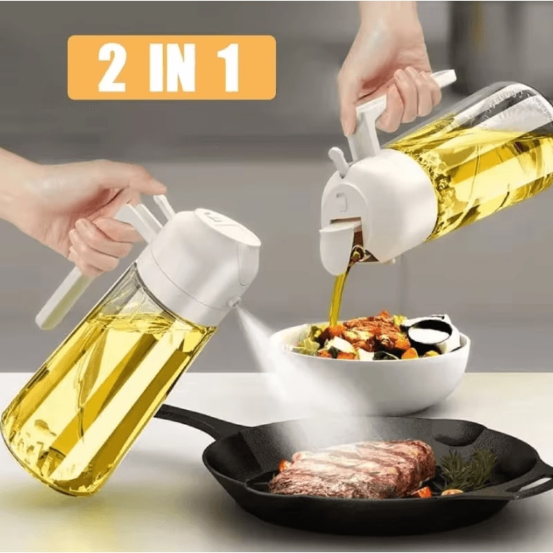 2in1 Olive Oil Dispenser Bottle 500ml Oil Sprayer For Cooking BBQ And Kitchen Use 0
